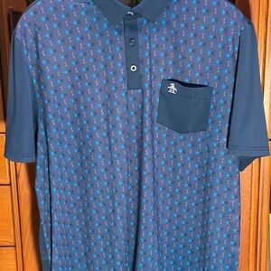 Original Penguin Navy Polo with Blue Penguin Print